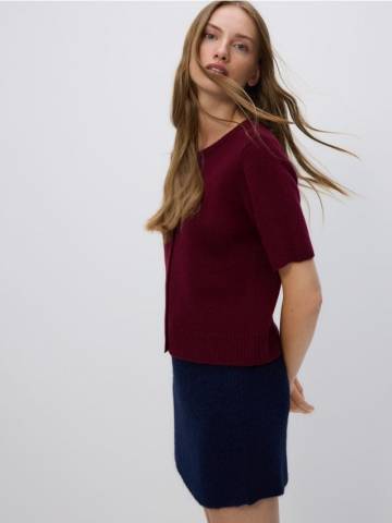 Reserved - Вовняний кардиган - буряковий - 053GS-83X