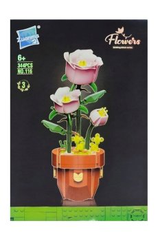Детский конструктор Zuanma Розы в горшочке, от 6 лет, 344 детали (WFM864567)