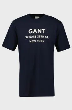 Мужская темно-синяя футболка GRAPHIC PRINTED T-SHIRT Синий S Gant 2003301