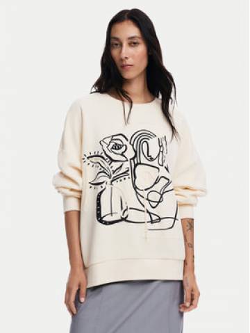 Desigual Світшот Patch 24WWSK06 Écru Oversize Desigual Світшот Patch 24WWSK06 Écru Oversize