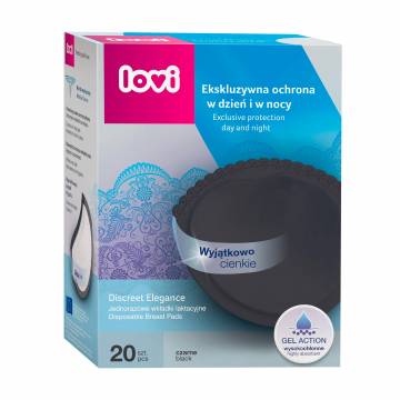Лактационные прокладки для груди LOVI Discreet Elegance черные 20 шт (19-611) Лактационные прокладки для груди LOVI Discreet Elegance черные 20 шт (19-611)