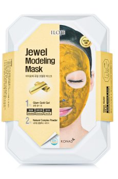 Альгинатная маска для лица Konad Jewel Modeling Mask Glam Gold с золотой пыльцой (с ванночкой и шпателем), 55 г