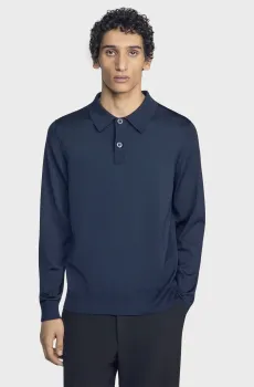 Мужское темно-синее поло Синий XXL Sandro SHPTR00851_Navy Blue