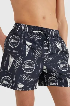 Мужские темно-синие плавательные шорты с узором MEDIUM DRAWSTRING PRINT Синий S Tommy Hilfiger UM0UM02827