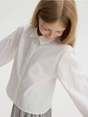 Reserved - GIRLS` SHIRT - білий - 7350X-00X Reserved - GIRLS` SHIRT - білий - 7350X-00X