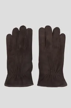 Мужские темно-коричневые замшевые перчатки Коричневый 10 Barba Napoli GLOVES884393