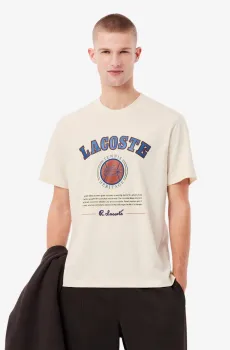 Мужская бежевая футболка Бежевый S Lacoste TH5910XFJ