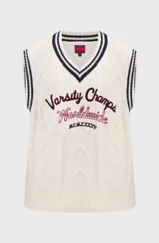 Мужской белый жилет TOMMY CABLE VEST Белый L Tommy Jeans DM0DM21131