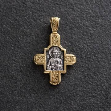 Серебряный крест с позолотой. Господь Вседержитель. Великомученик Пантелеимон Целитель" 132463 Серебряный крест с позолотой. Господь Вседержитель. Великомученик Пантелеимон Целитель" 132463