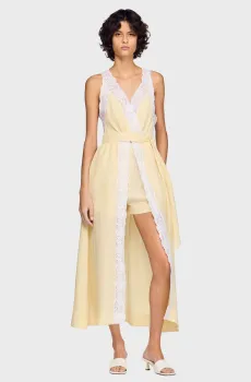 Женское бежевое льняное платье Бежевый 38 Sandro SFPRO04831_Vanilla