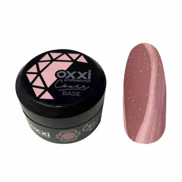 Камуфлирующая база-корректор для гель-лака Oxxi Professional Cover Base 10 Нежно-розовая с серебряным шиммером, 30 мл