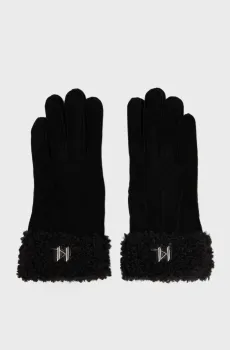 Женские черные замшевые перчатки SADDLE Черный M Karl Lagerfeld 236W3604