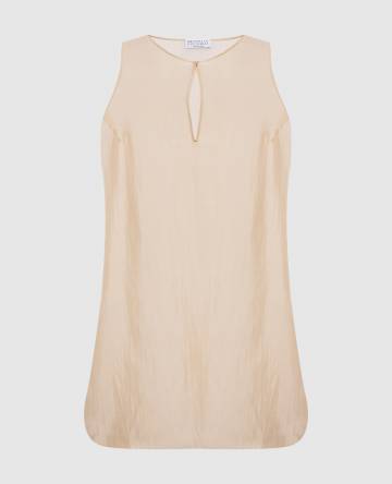 Бежевый топ из шелка