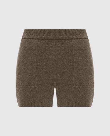 Шорты цвета хаки из шерсти и кашемира