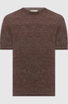 Коричневая футболка из льна и шелка