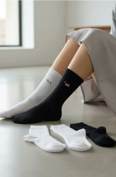 Набір ребристих шкарпеток із вишитими собаками 5 штук - різнобарвний