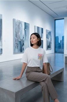 Бавовняна футболка з принтом "The bith of Wenus" - білий