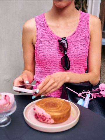 В’язаний топ - яскраво-рожевий