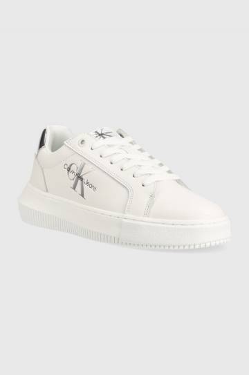 Кожаные кроссовки Calvin Klein Jeans CHUNKY CUPSOLE MONO цвет белый YW0YW01224 Кожаные кроссовки Calvin Klein Jeans CHUNKY CUPSOLE MONO цвет белый YW0YW01224
