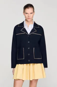 Женский темно-синий кардиган Синий XS Sandro SFPCA01375_Navy Blue