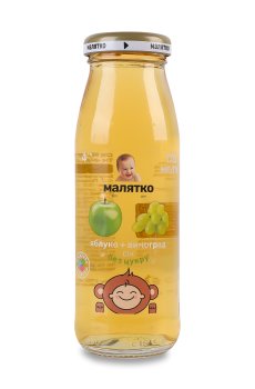 Детский сок Малятко Яблочно-виноградный, без добавления сахара, с 4 месяцев, 175 мл