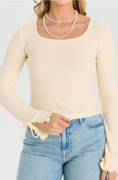 Сорочка з довгими рукавами та віскозою - світло-жовтий