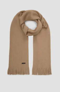 Мужской бежевый шерстяной шарф Бежевый ONESIZE BOSS 50495340;282
