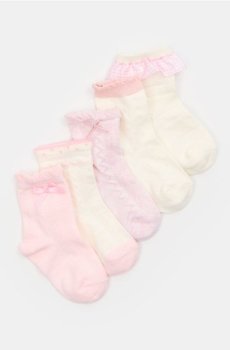 Дитячі шкарпетки для немовлят з рюшем і бантиком – набір з 5 - пастельний рожевий