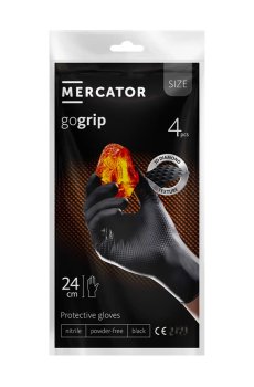 Перчатки нитриловые универсальные Mercator GoGrip размер M, Black, 4 шт
