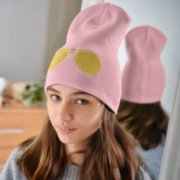 Шапки Lemanta Шапка для дівчаток колір пудра (очки золото) Шапки Lemanta Шапка для дівчаток колір пудра (очки золото)