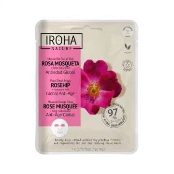Антивозрастная тканевая маска для лица Iroha Nature Global Anti-Age Sheet Mask With Rosehip, 20 мл Антивозрастная тканевая маска для лица Iroha Nature Global Anti-Age Sheet Mask With Rosehip, 20 мл