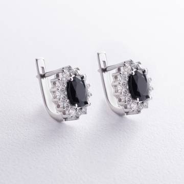 Серебряные серьги с сапфирами и фианитами GS-02-012-3110 Серебряные серьги с сапфирами и фианитами GS-02-012-3110