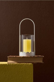 Декоративний ліхтар з ручкою - білий