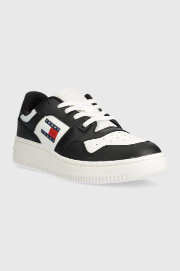 Кожаные кроссовки Tommy Jeans TJW RETRO BASKET ESS цвет чёрный EN0EN02505 Кожаные кроссовки Tommy Jeans TJW RETRO BASKET ESS цвет чёрный EN0EN02505