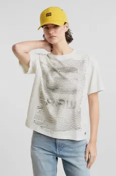 Женская белая футболка Faux embro loose r t wmn Белый XS G-Star RAW D25030,D609