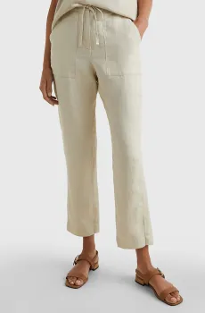 Женские бежевые льняные брюки BOYFIT CAS PULL ON Бежевый XXS Tommy Hilfiger WW0WW37752