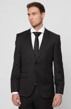 Мужской черный шерстяной пиджак Черный 48 BOSS 50469172;001