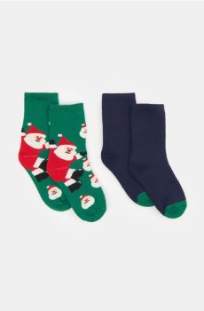 Шкарпетки з різдвяним мотивом, 2 пари - різнобарвний