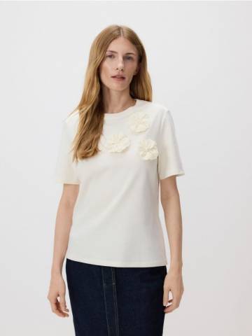 Reserved - Футболка з квітковою аплікацією - нюдовий - 375GU-02X