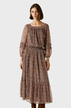 Женское коричневое платье с узором DOROTEA Коричневый XS Pepe Jeans PL9537776