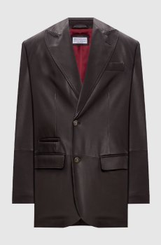 Коричневый кожаный пиджак