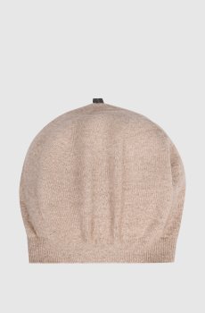 Бежевая шапка из кашемира с цепочкой мониль