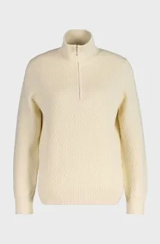 Женская бежевая кофта COTTON TEXTURED HALF-ZIP Бежевый M Gant 4805410