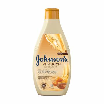 Питательный гель для душа JOHNSON’S Vita Rich Rejuvenating Oil-In-Body Wash с маслами миндаля и ши, 400 мл Питательный гель для душа JOHNSON’S Vita Rich Rejuvenating Oil-In-Body Wash с маслами миндаля и ши, 400 мл