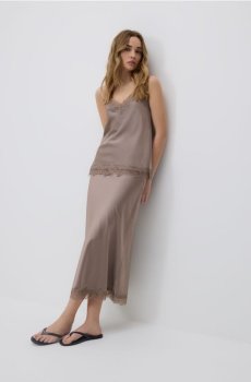 Reserved - Топ із мереживним оздобленням - кавовий - 263JU-84X