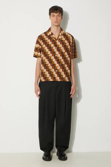 Рубашка Awake NY A Print Camp мужская цвет коричневый relaxed SP24-TP005 Рубашка Awake NY A Print Camp мужская цвет коричневый relaxed SP24-TP005