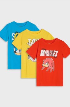 Набір бавовняних футболок з коротким рукавом Sonic the Hedgehog, 3 штуки - різнобарвний