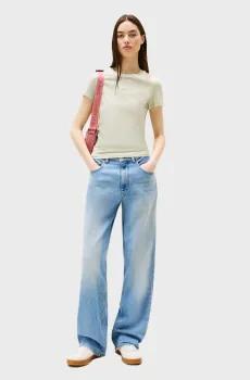 Женская мятная футболка SLIM ESSENTIAL Ментоловый M Tommy Jeans DW0DW20913
