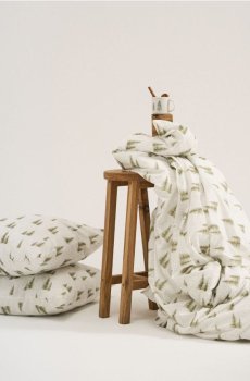 Комплект бавовняної постільної білизни - кремовий