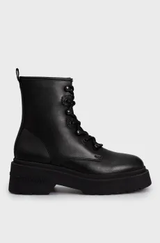 Женские черные кожаные ботинки TJW LACE UP BOOT CHUNKY Черный 38 Tommy Jeans EN0EN02404